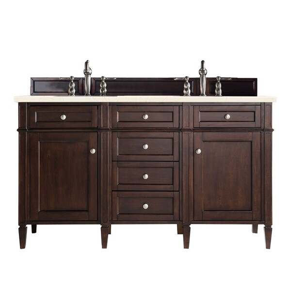 James Martin Vanities Brittany 60in Double Vanity, Burnished Mahogany w/ 3 CM Eternal Marfil Quartz Top 650-V60D-BNM-3EMR - main